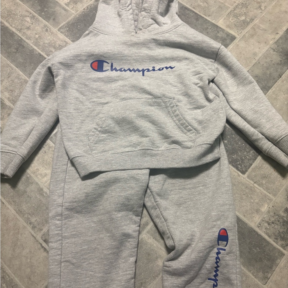 Champion Light Gray Tracksuit with Logo